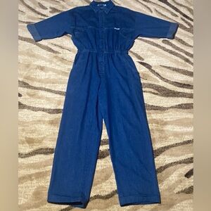 Vintage 80’s IDEAS Blue Denim Jumpsuit Overalls Boiler suit snaps Wmns L
